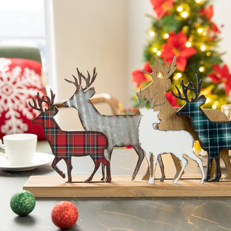The Holiday Aisle® Galvanized Metal/Wooden Reindeer Table Decor